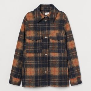 H&M Brown/Beige Plaid Shirt Jacket